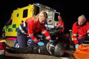 Lexington Motorcycle Accident Lawyer - Patrollers Checking out an Injured Person