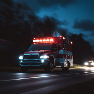 Ambulance rushing to the scene of a truck accident