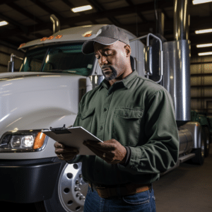 A man gathering evidence for a truck accident 