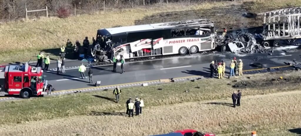 The fiery Ohio bus crash happened on Interstate 70 in Licking County.