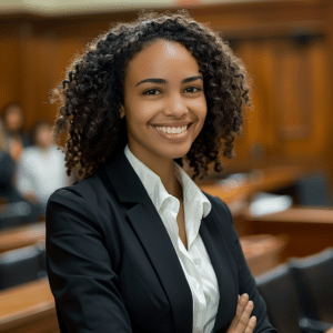 Female attorney in court