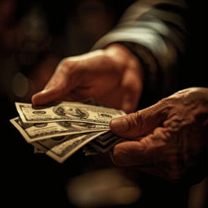 Person holding cash in hand