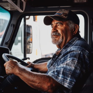 Truck driver in cab