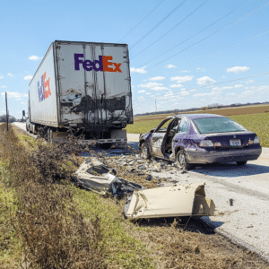 Accident involving a FedEx truck and a car