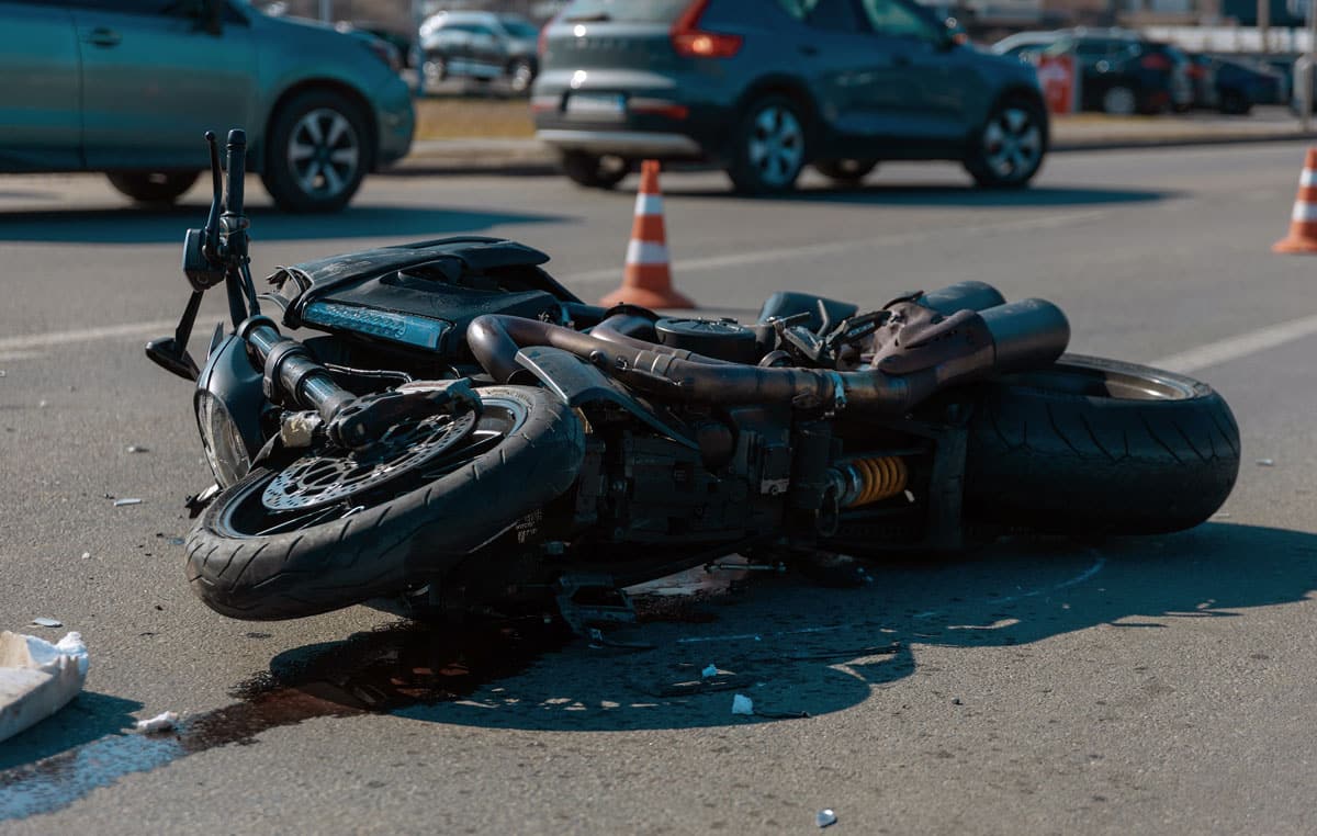 motorcycle accident on busy street