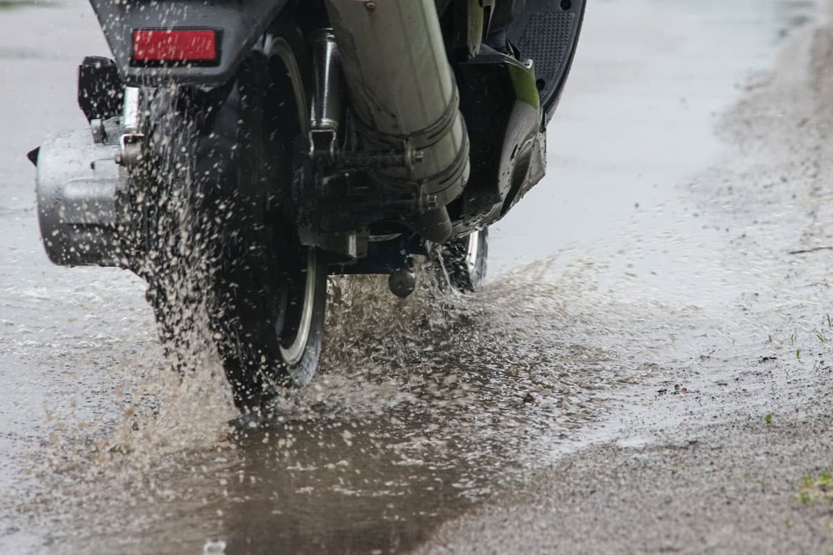 Motorcycle in the rain