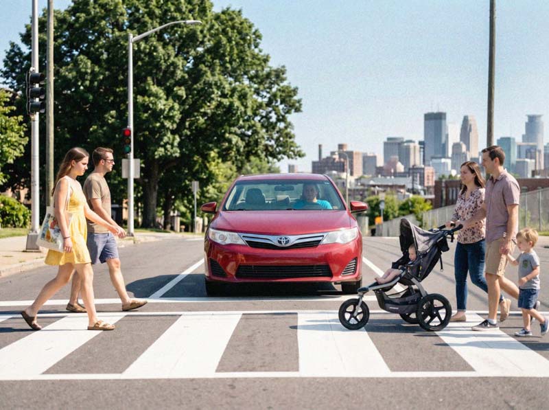 People walking on cross walk